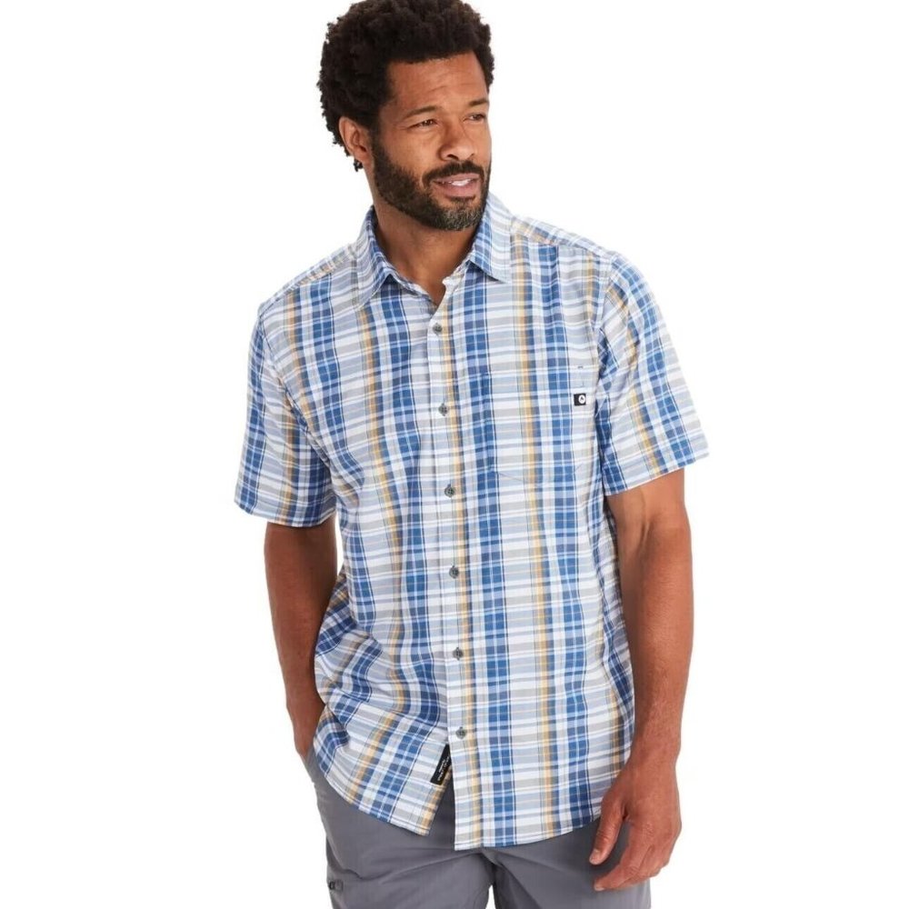 MARMOT Sugar Pine Short Sleeve Button Front Plaid Shirt Men's Small